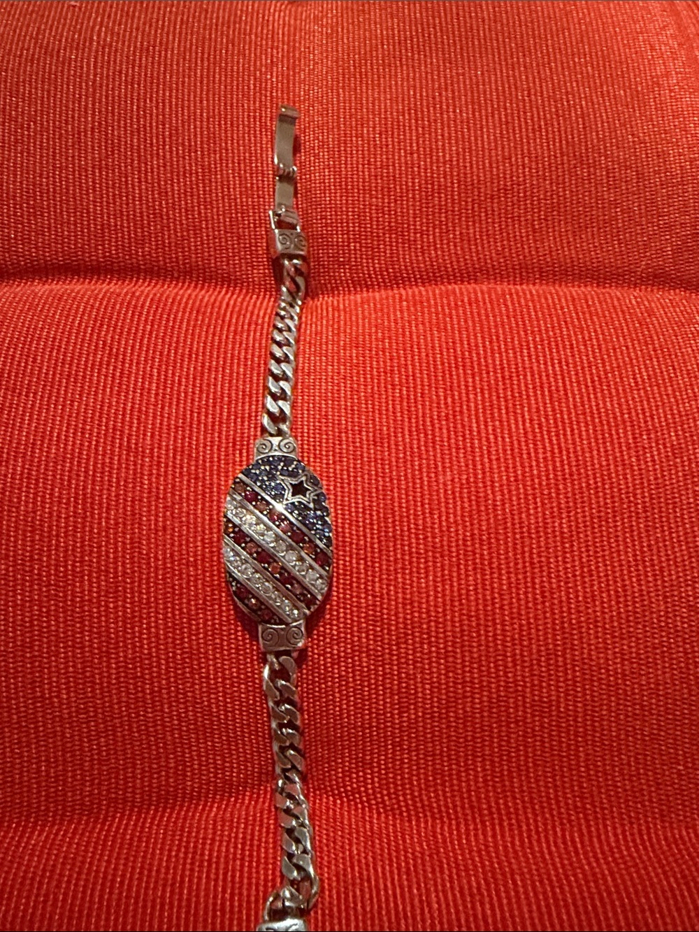 Brighton Patriotic Crystal Oval Link Bracelet — Red, White & Blue